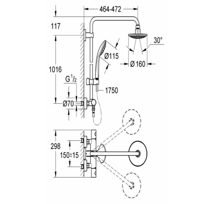 Душевая система GROHE Euphoria с термостатом для душа