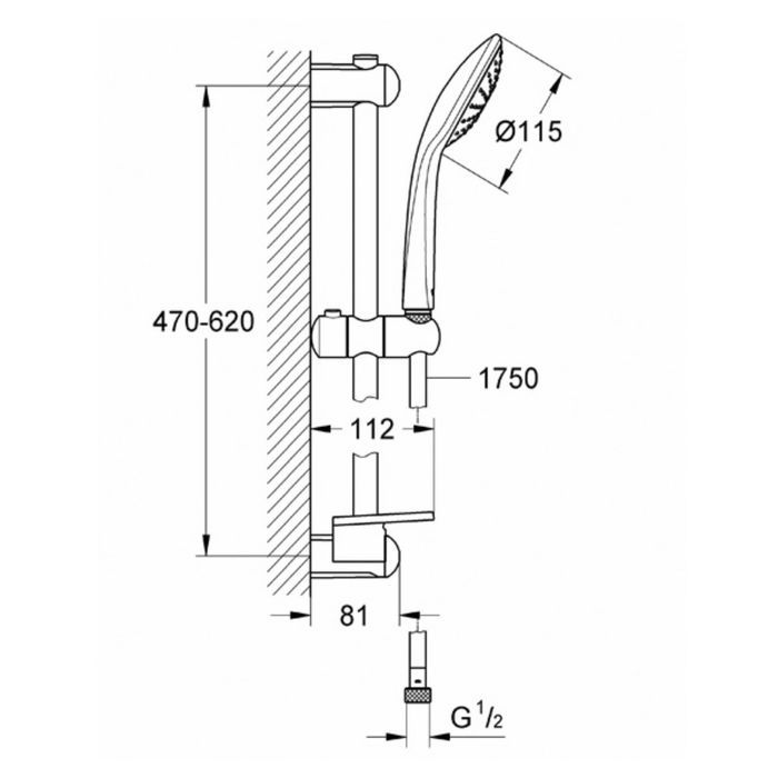 Душевой гарнитур GROHE Euphoria Mono, 600 мм