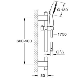 

Душевой гарнитур GROHE Power and Soul 130 мм,9,5 л/мин