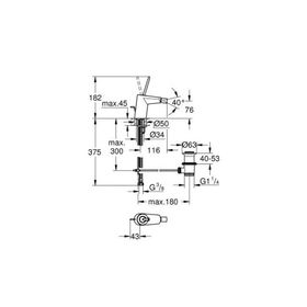 

Смеситель для биде GROHE Eurodisc Joy, со сливным гарнитуром