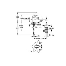 Смеситель для биде GROHE Euroeco S-Size, гибкая биде, донный клапан от Сима-ленд