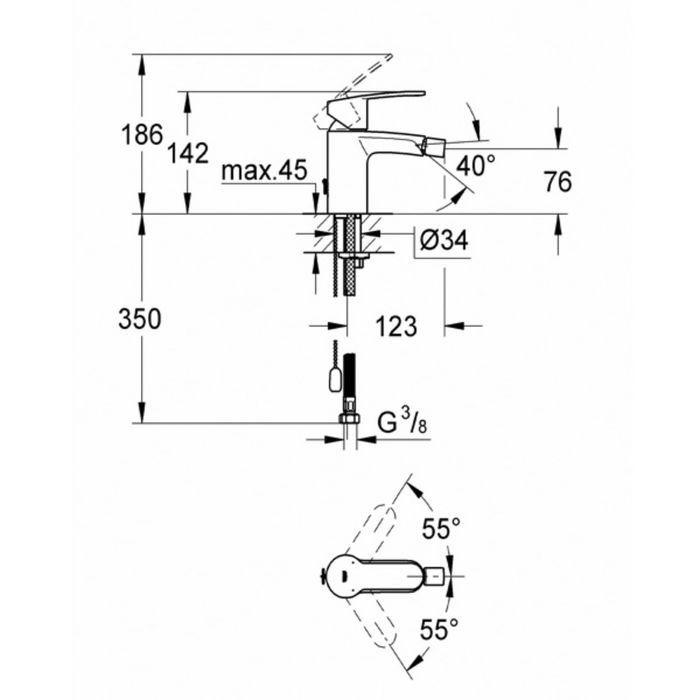 Смеситель для биде GROHE Eurostyle Cosmopolitan, цепочка