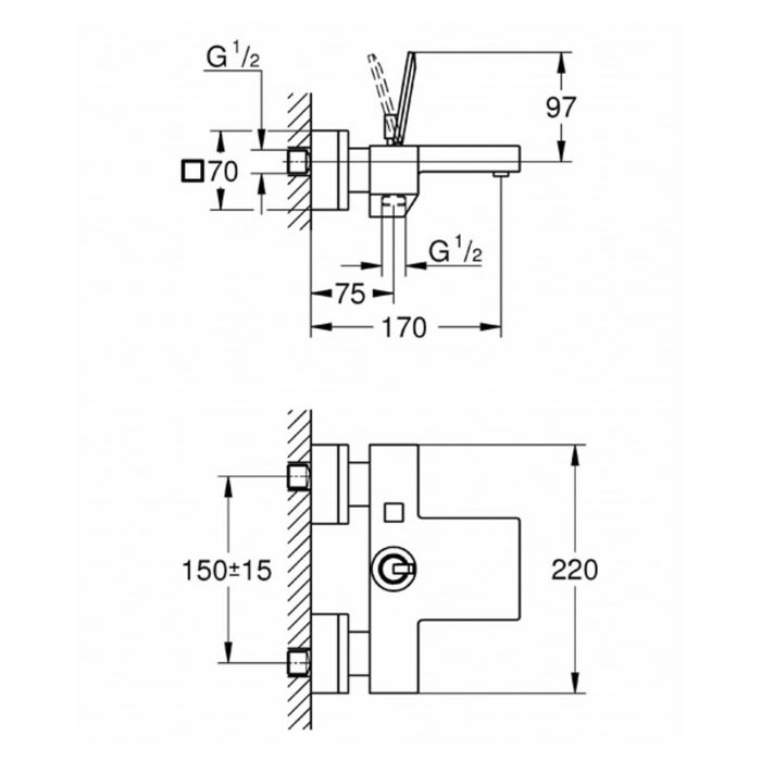Смеситель для ванны GROHE Eurocube Joy