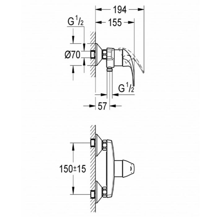 Смеситель для душа GROHE BauCurve
