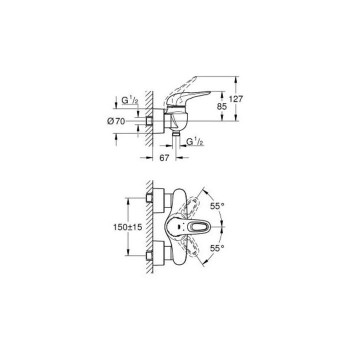 Смеситель для душа GROHE Eurostyle 2015, внешний монтаж