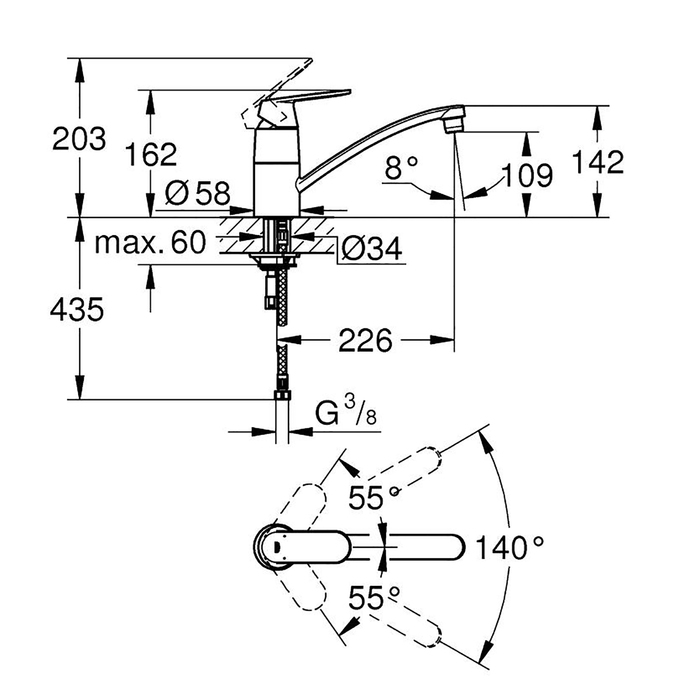 Смеситель для мойки GROHE Eurosmart Cosmopolitan