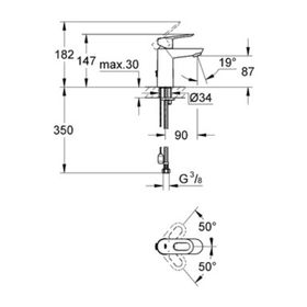 

Смеситель для раковины GROHE BauLoop, с цепочкой