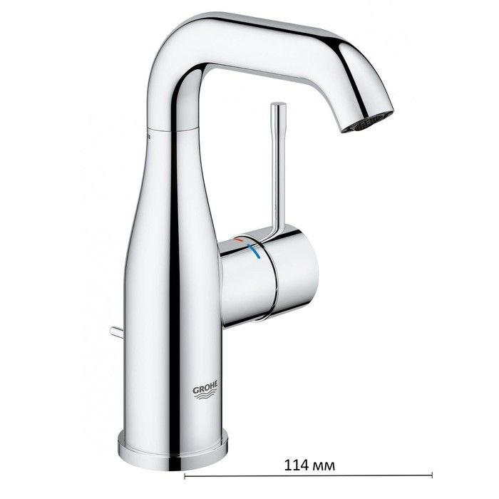 фото Смеситель для раковины grohe essence+ u-излив, гладкий корпус