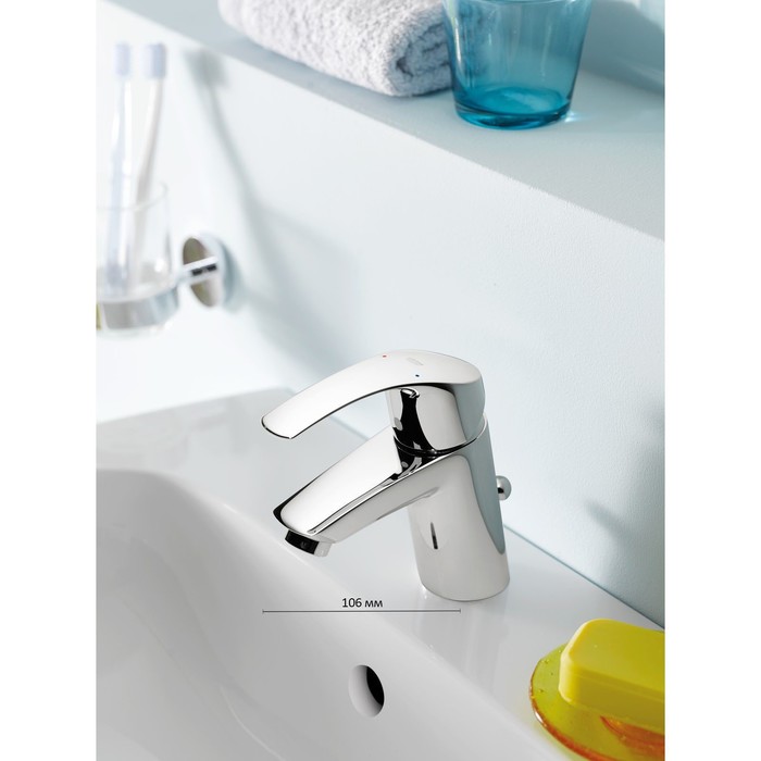 фото Смеситель для раковины grohe eurosmart 2015, гладкий корпус, s-size, с энергосберегающим картриджем