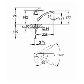 

Смеситель для раковины GROHE Eurosmart