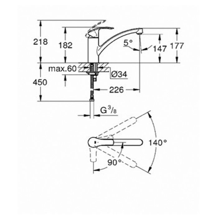 Смеситель для раковины GROHE Eurosmart,30260002