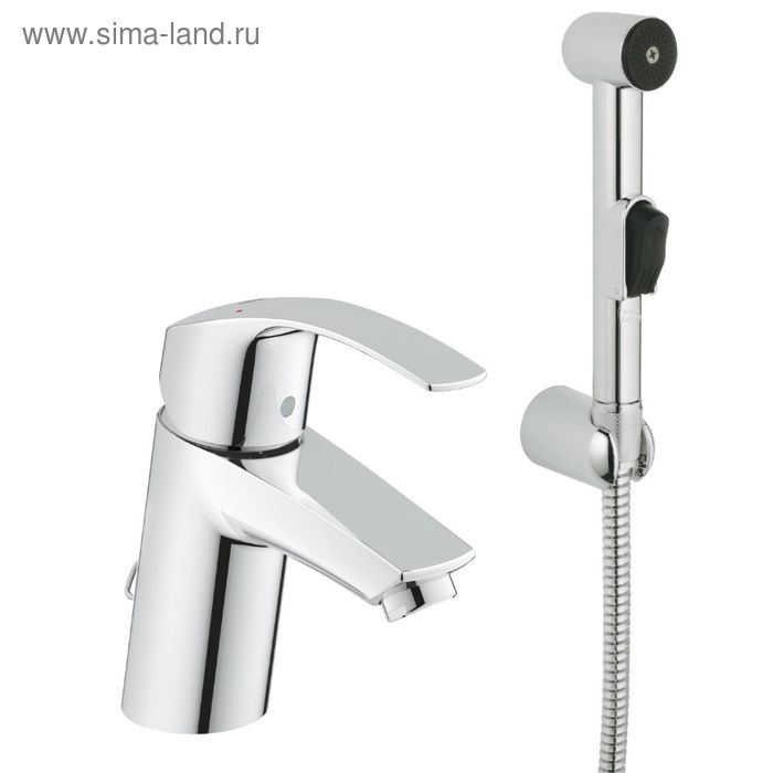 фото Смеситель для раковины grohe eurosmart, с цепочкой, гиг. душем и настенным держателем