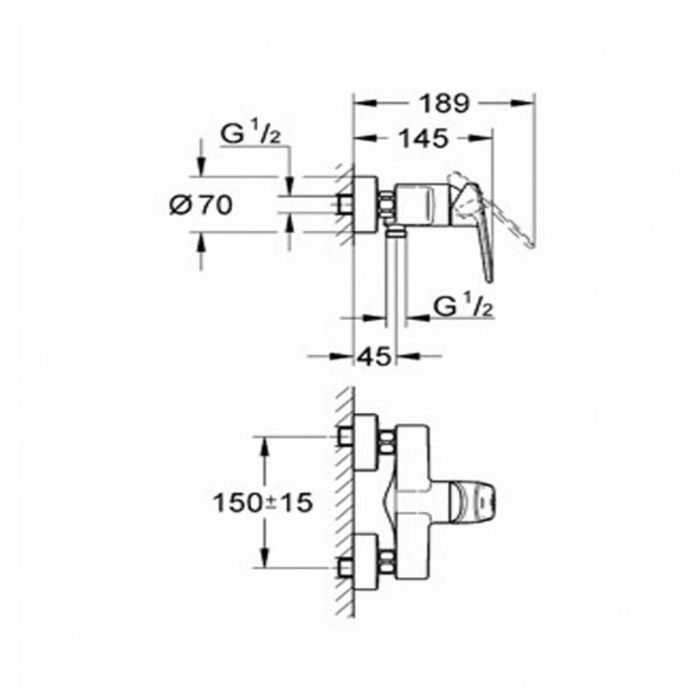 Смеситель для душа GROHE Europlus, настенный монтаж