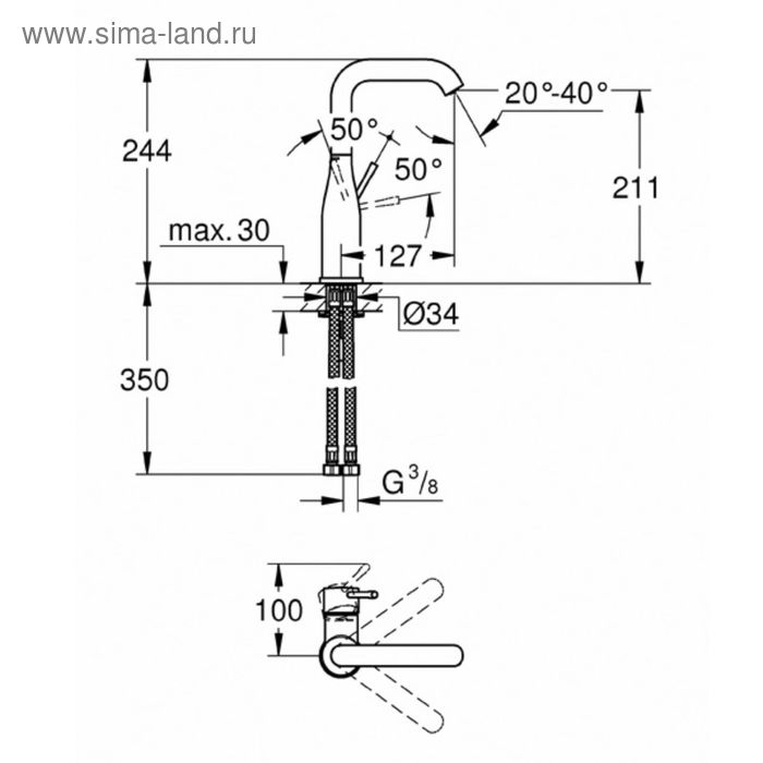 

Смеситель для раковины GROHE Essence+, 1/2'' (L-size)