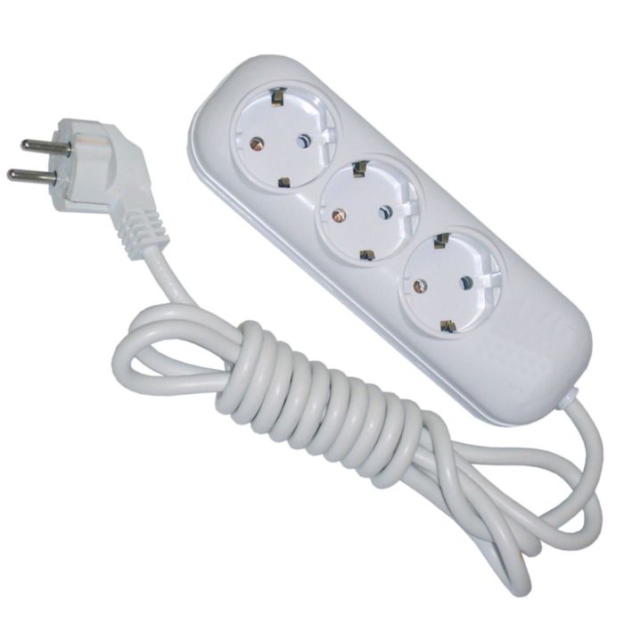 Удлинитель GLANZEN 3 гнезда, 10 м, 10А, ПВС 3х1 с заземлением, EU-10-03Z