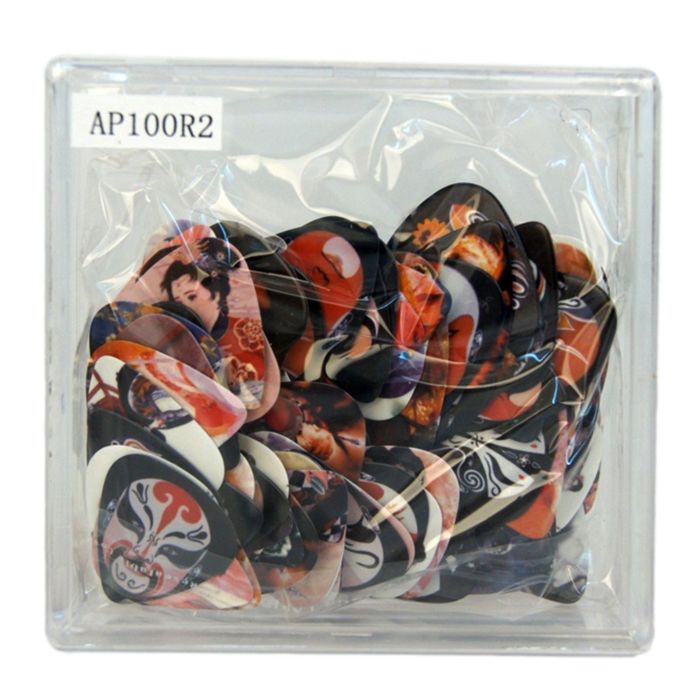 Коробка медиаторов Alice AP-100R2 толщина 0,46-0,81мм, рисунок с двух сторон, 100шт (13)