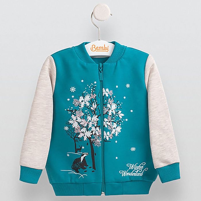 Жакет для девочки, рост 86 см,  цвет бирюзовый с серым КФ133_М