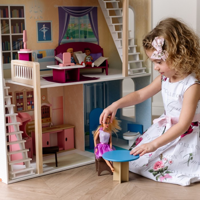 Кукольный домик "Шарм", 16 предметов мебели, 2 лестницы