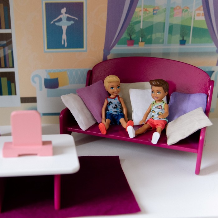 Кукольный домик "Шарм", 16 предметов мебели, 2 лестницы