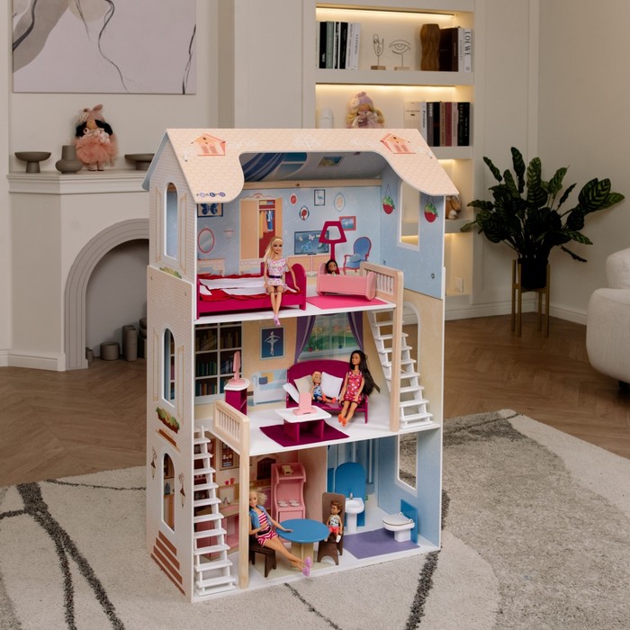 Кукольный домик "Шарм", 16 предметов мебели, 2 лестницы