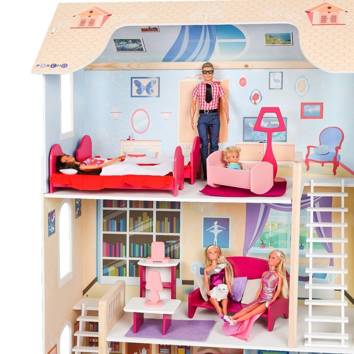 Кукольный домик "Шарм", 16 предметов мебели, 2 лестницы