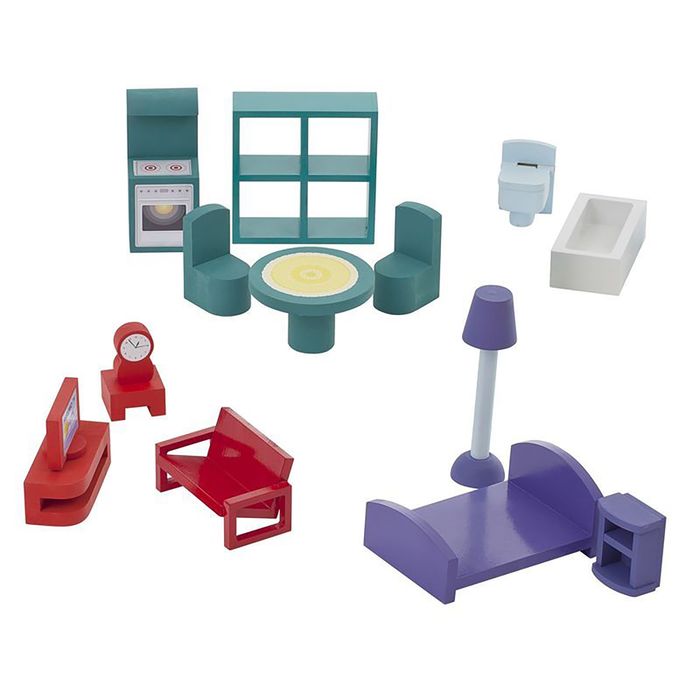 Деревянный кукольный домик "Анастасия" с 15 предметами мебели