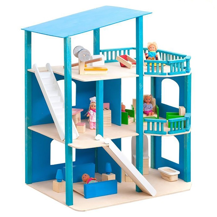 Кукольный домик "Лазурный берег", с мебелью, 21 предмет