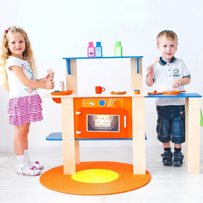 Деревянная кухня-трансформер для детей "Гавайский микс" с 16 аксессуарами