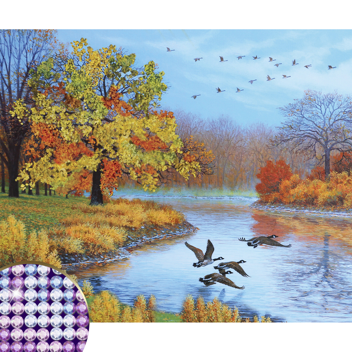 Алмазная вышивка с частичным заполнением "Осень" 50*60 см, холст, емкость