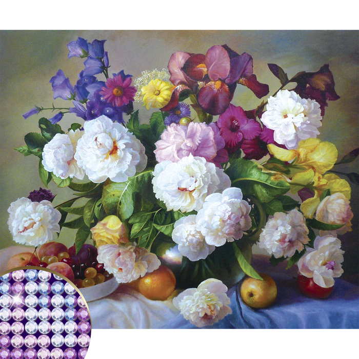 Алмазная вышивка с частичным заполнением "Натюрморт" 50*60 см, холст, емкость
