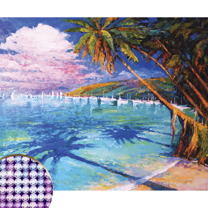 Алмазная вышивка с частичным заполнением "Тропики" 50*60 см, холст, емкость