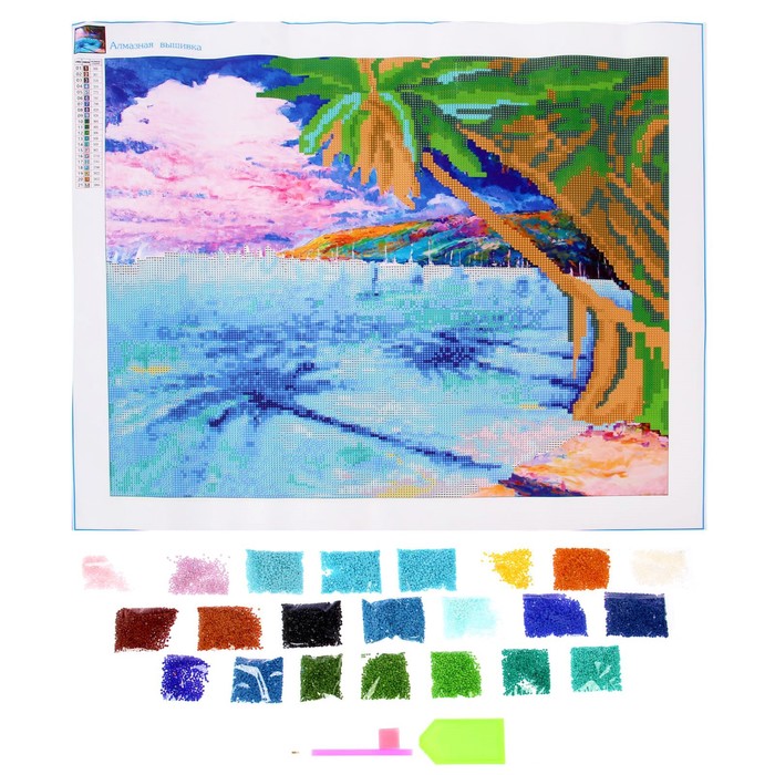 Алмазная вышивка с частичным заполнением "Тропики" 50*60 см, холст, емкость