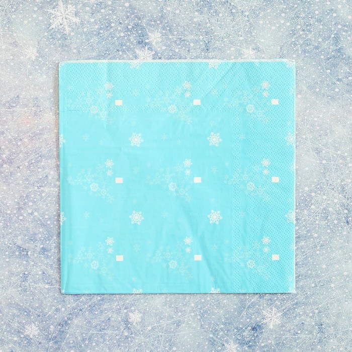 Салфетки бумажные "Снежинки", (набор 20 шт), 33*33 см, цвет голубой
