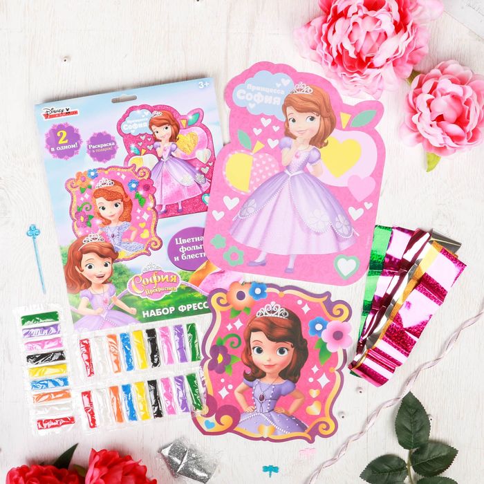 Фрески песком и цветной фольгой "Прекрасная София" София Прекрасная + стека, блестки, 2 шт.