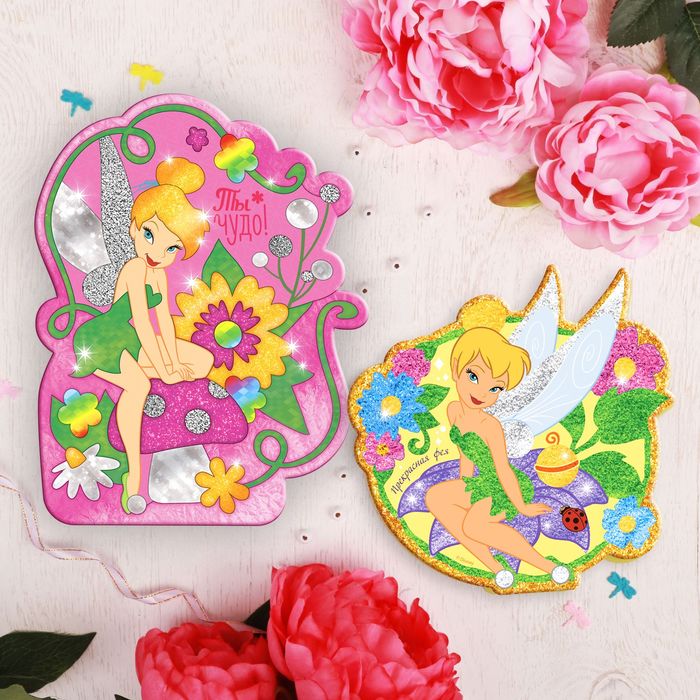 Фрески песком и цветной фольгой "Ты чудо!" Феи: Динь-динь + стека, блестки, 2 шт.