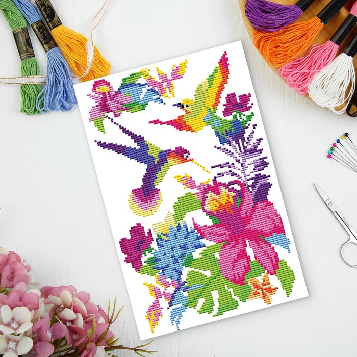 Вышивка крестиком "Колибри", 25 х 35 см