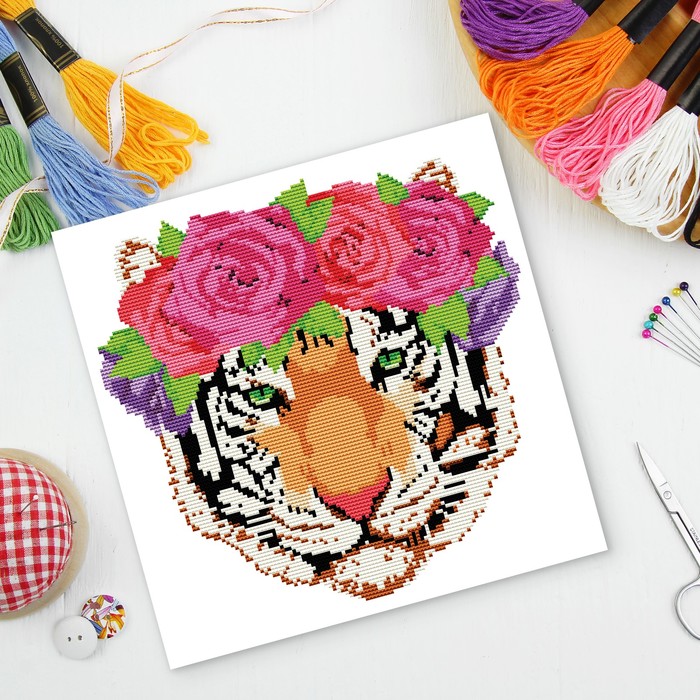 Вышивка крестиком "Тигр", 35 х 35 см