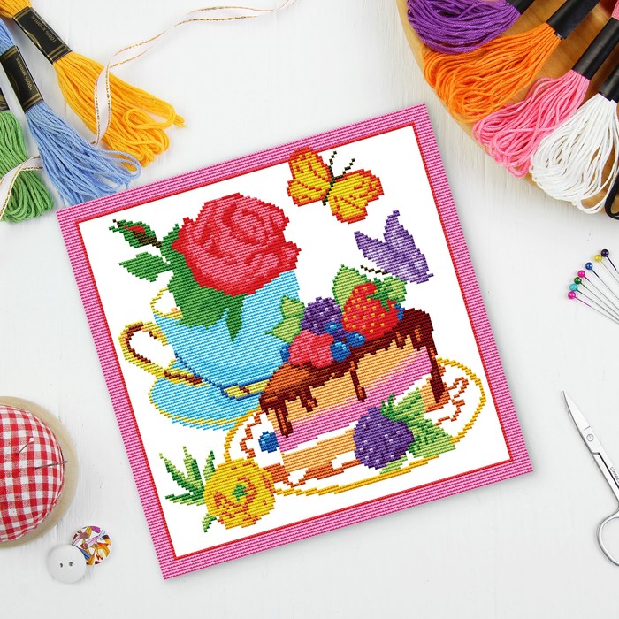 Вышивка крестиком "Чаепитие", 35 х 35 см