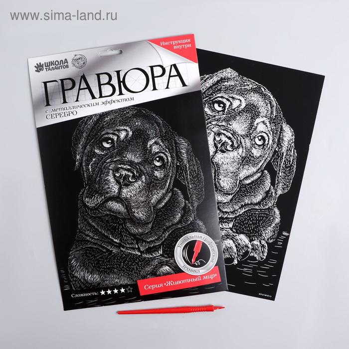 

Гравюра «Щенок» с металлическим эффектом «серебро» А4