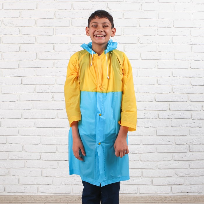 Дождевик детский "Динозавр", карман под рюкзак, капюшон с козырьком, рост 130-150