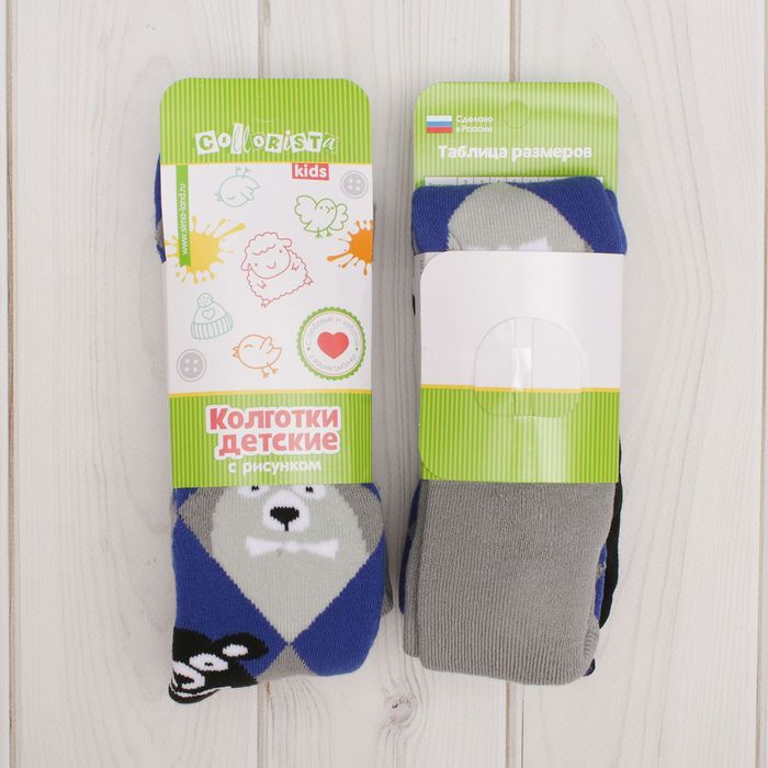 Колготки детские махровые Collorista "Мишки", 104-110 см, 4-5 лет