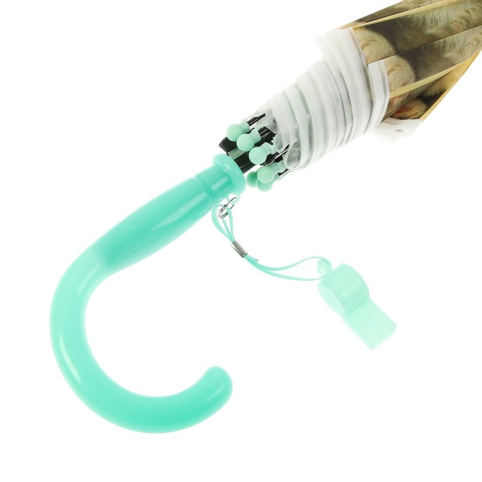 Зонт детский "Собачки в корзине", полуавтоматический, со свистком, r=40см, цвет зелёный