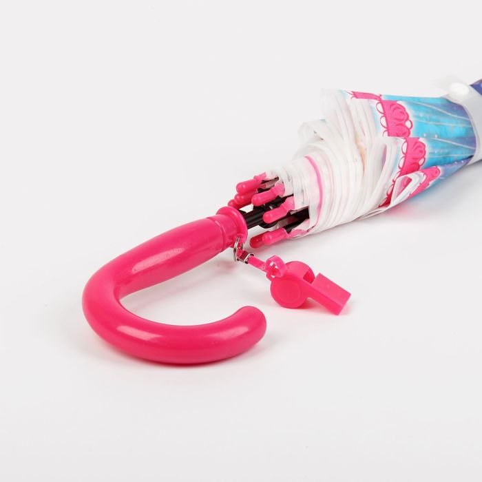 Зонт детский полуавтоматический "Принцесса с цветком", r=40см, со свистком, цвет розовый