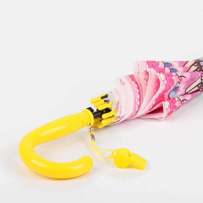 Зонт детский полуавтоматический "Мечтательная принцесса ", r=40см, со свистком, цвет жёлтый/розовый