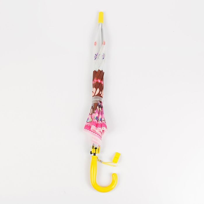 Зонт детский полуавтоматический "Мечтательная принцесса ", r=40см, со свистком, цвет жёлтый/розовый