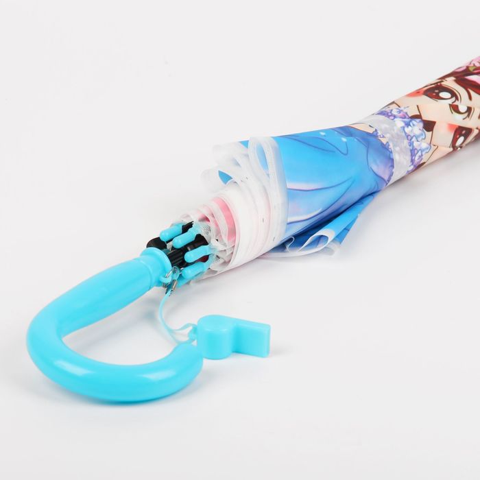 Зонт детский полуавтоматический "Красивая принцесса", r=40 со свистком, цвет розовый/голубой