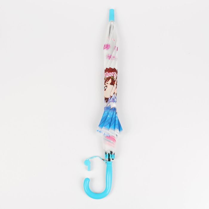 Зонт детский полуавтоматический "Красивая принцесса", r=40 со свистком, цвет розовый/голубой