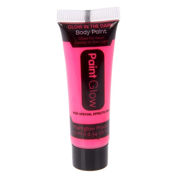 Грим для лица, неон, светится в темноте, 10 мл, цвет розовый