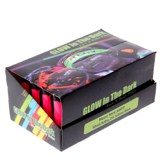 Грим для лица, неон, светится в темноте, 10 мл, цвет розовый