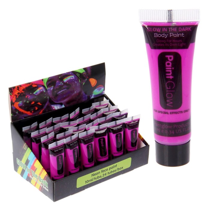 Грим для лица, неон, светится в темноте, 10 мл, цвет фиолетовый